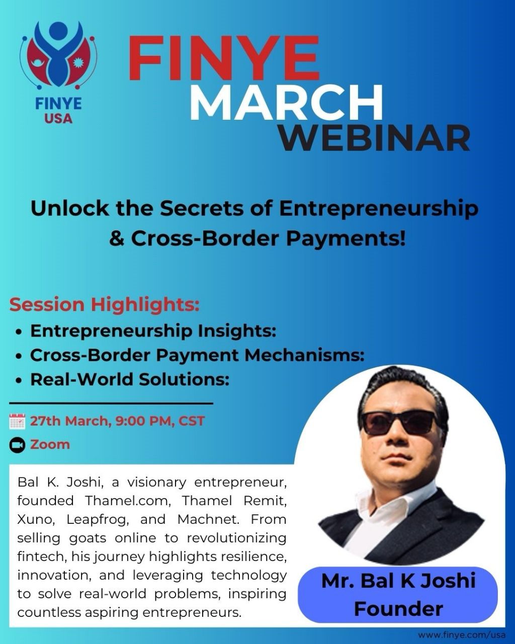 Unlock the Secrets of Entrepreneurship & Cross-Border Payments at the FINYE March Webinar!