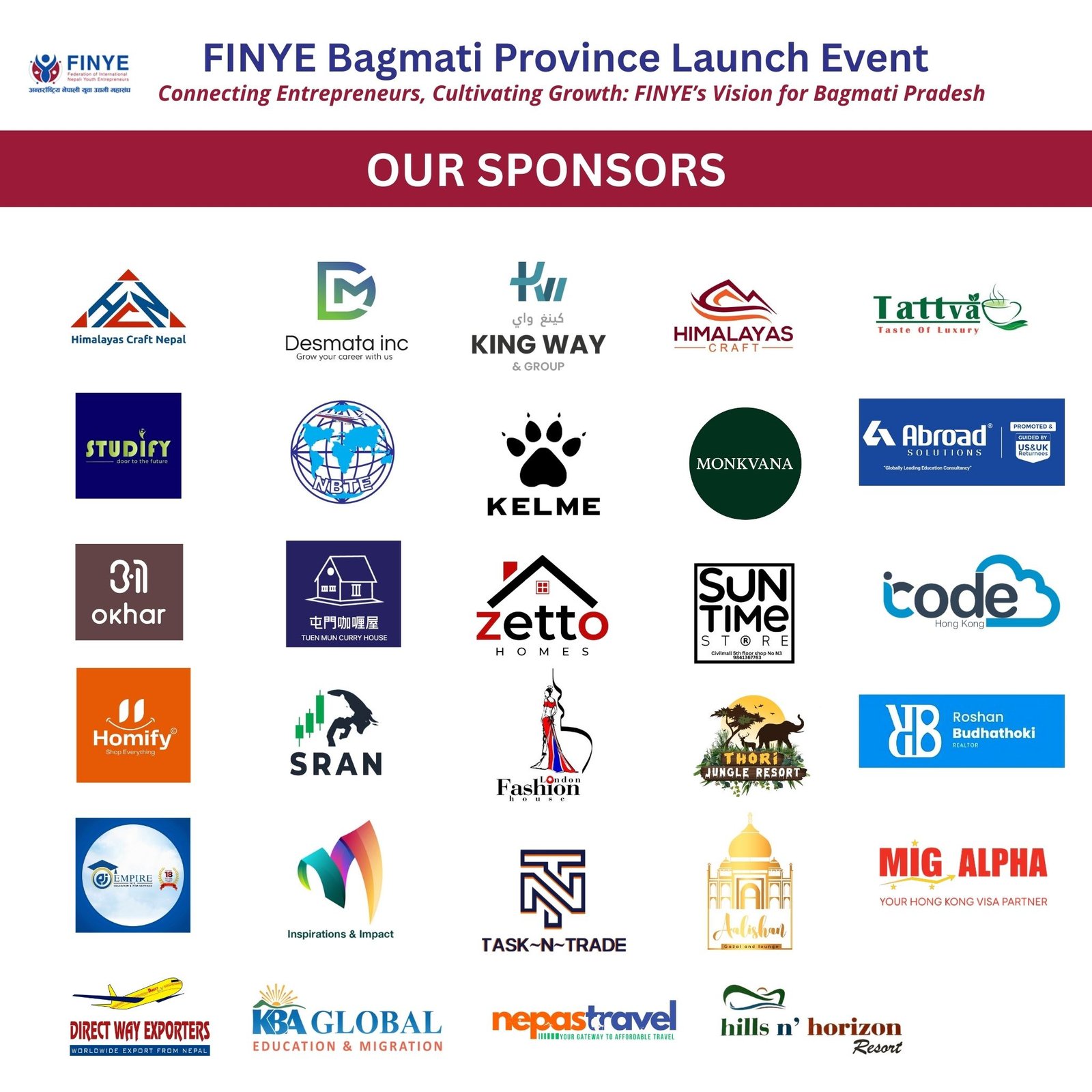 Thank You to Our Sponsors | FINYE Bagmati Province Committee Launch